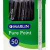 Marlin Pure Point Transparent Pens Box of 50 Blue