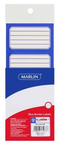 Marlin Blue Border 60 Pack School Labels