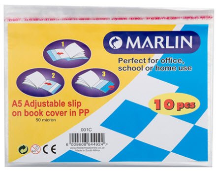Marlin A5 Slipon Plastic Book Covers 50 micron