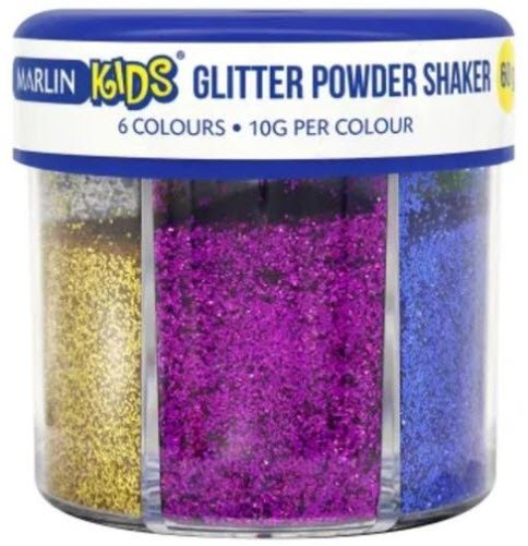 Marlin Kids Glitter Powder Shakers – 6 Colours, 60g