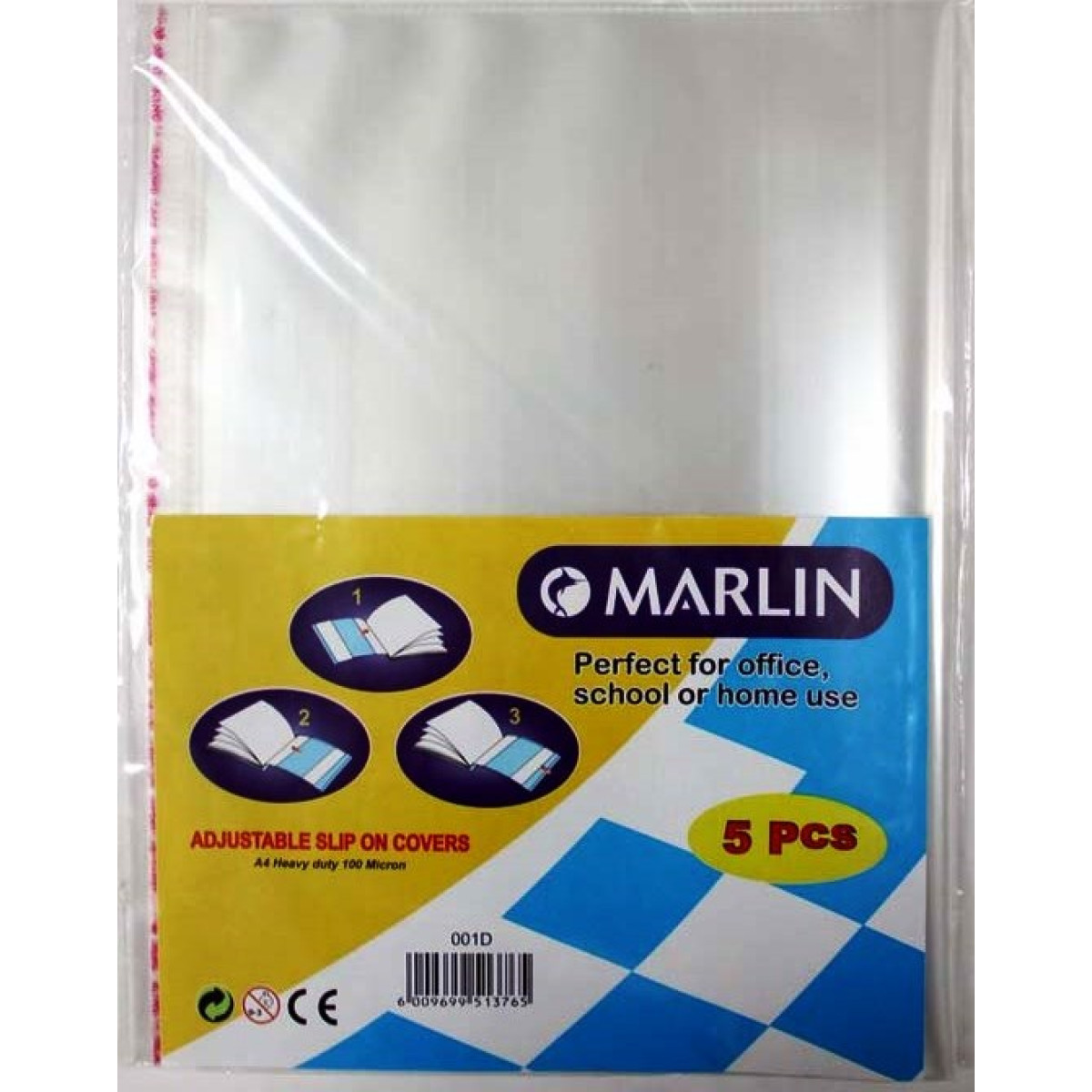 Marlin A4 Slipon Book Covers 120micron ( Pack of 5 ), Retail Packaging, No Warranty