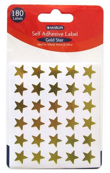 Marlin Self Adhesive Labels 180 Gold Stars