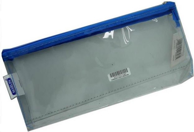 Marlin Clear PVC 23cm Pencil Bag Blue Zip 23cm x 11cm