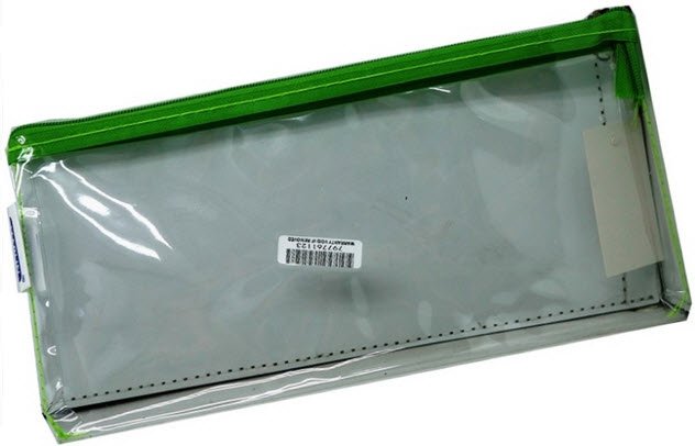 Marlin Clear PVC 23cm Pencil Bag Green Zip 23cm x 11cm