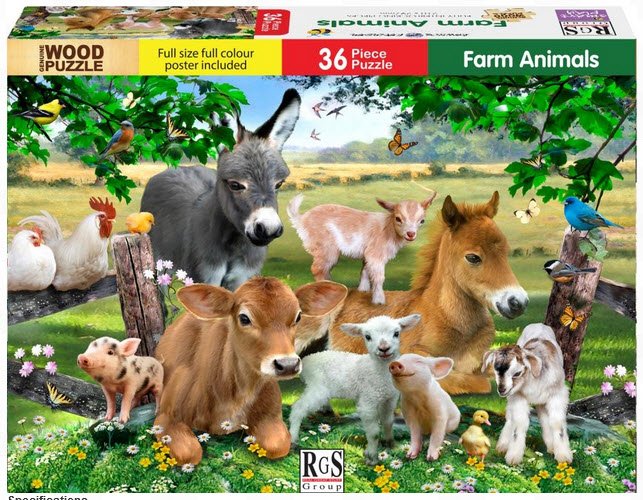 RGS 36pc Farm Animals Wooden Puzzle
