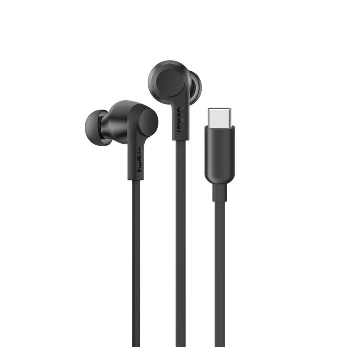 Belkin - SoundForm - ANC Earphones Wired with USB-C Connector, In-Ear Headphones with Microphone - Earbuds for iPhone 17, iPhone 16, iPad Mini, Galaxy S25, Google Pixel 10, Android, and More - Black