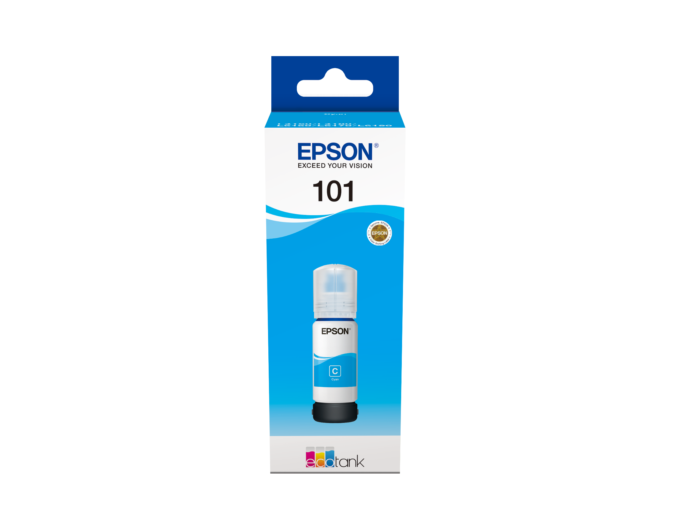 Epson 101 Ecotank Cyan ink bottle (70ml). 6000 pages @ 5% coverage.