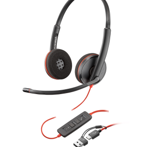 Poly Blackwire 3210 Monaural USB-C Headset +USB-C/A Adapter