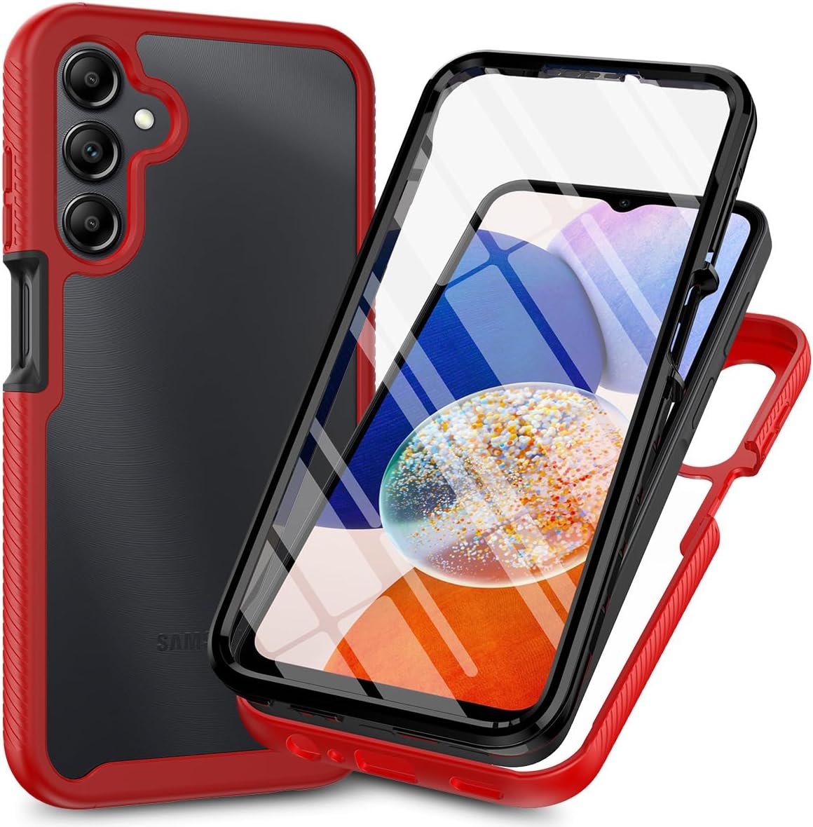 Tuff-Luv - Rugged Vault Case with Built in - Screen Protector - Compatible with the Samsung A26 5G - Red