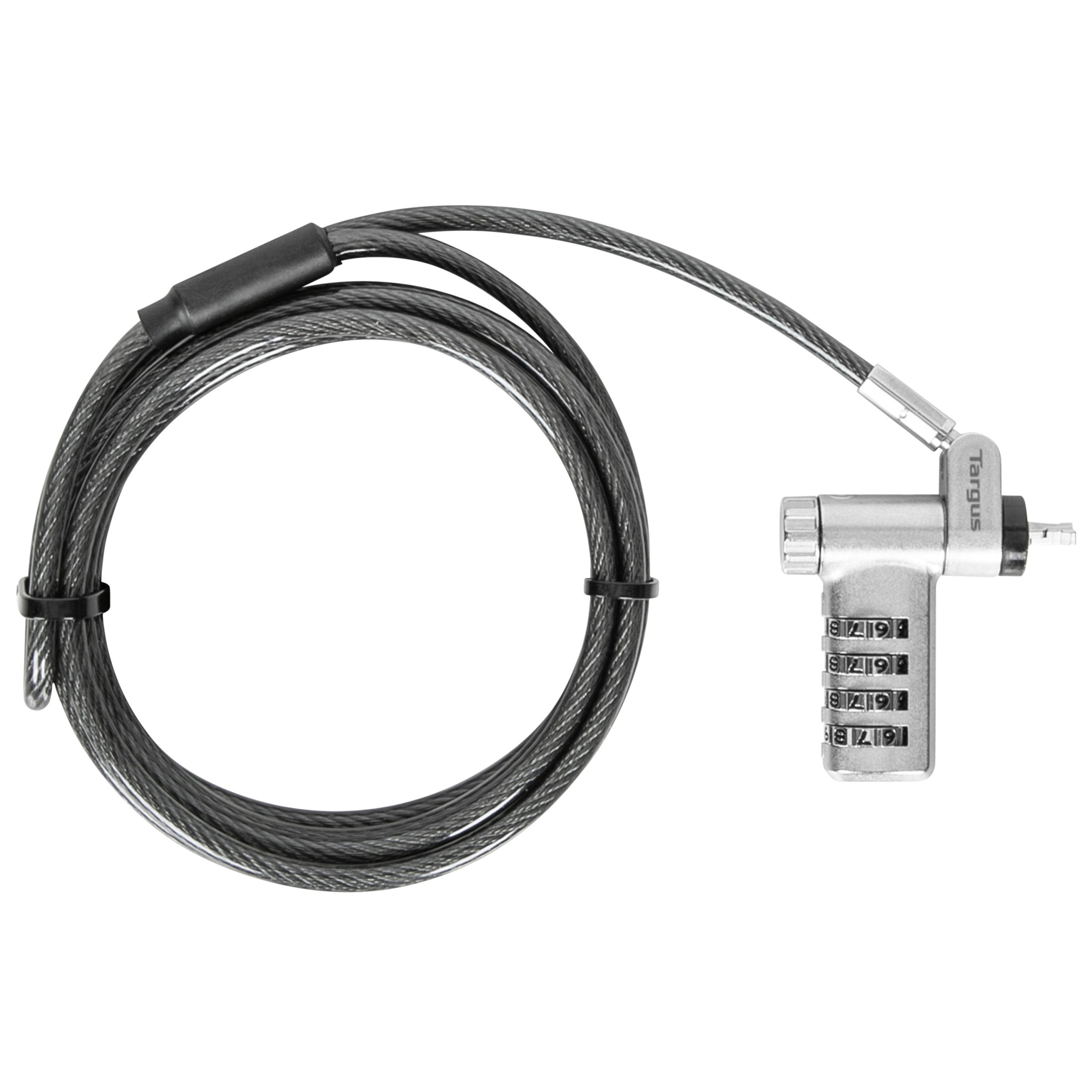 TARGUS - DEFCON 3 IN 1 COMPACT RESETABLE COMBINATION CABLE LOCK with Slimline Adaptable Lock Head. Equipped with the major lock slot formats.
