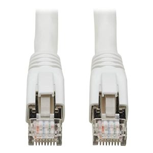 Eaton Cat8 25G/40G-Certified Snagless Shielded S/FTP Ethernet Cable (RJ45 M/M), PoE, White, 30 ft. (9.14 m)