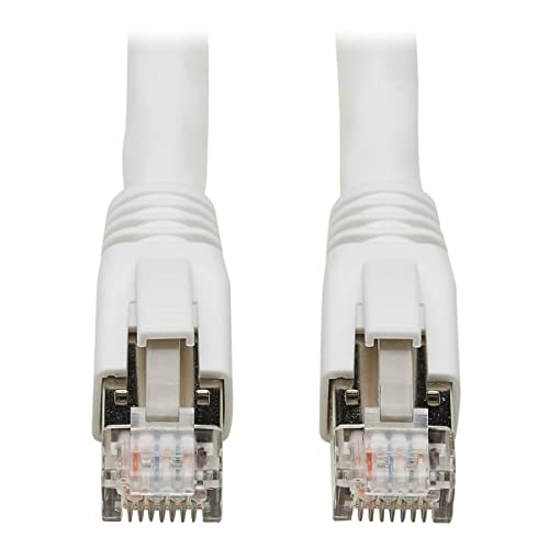 Eaton Cat8 25G/40G-Certified Snagless Shielded S/FTP Ethernet Cable (RJ45 M/M), PoE, White, 30 ft. (9.14 m)