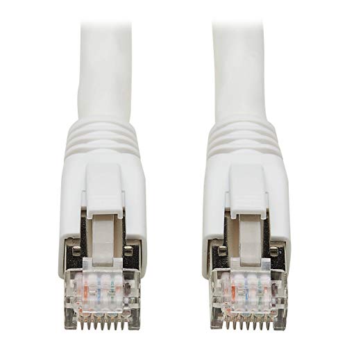 Eaton Cat8 25G/40G-Certified Snagless Shielded S/FTP Ethernet Cable (RJ45 M/M), PoE, White, 50 ft. (15.24 m)