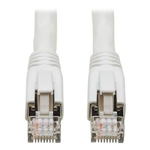Eaton Cat8 25G/40G-Certified Snagless Shielded S/FTP Ethernet Cable (RJ45 M/M), PoE, White, 60 ft. (18.29 m)