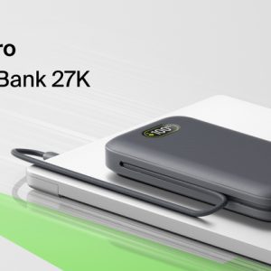 Belkin - UltraCharge Pro Power Bank 27000 mAh, Portable Charger with Integrated USB-C Cable - 240 Watt - Charcoal