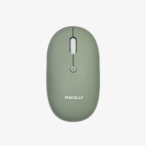 Macally - Rechargeable Silent Bluetooth Optical Mouse - Green (Macally Wireless Bluetooth Mouse - Strong Connection - Quiet, Comfortable, Rechargeable Mouse for MacBook Air/Pro, Mac, iMac, Apple iPad - Wireless Mouse for Laptop, Windows PC Desktop)