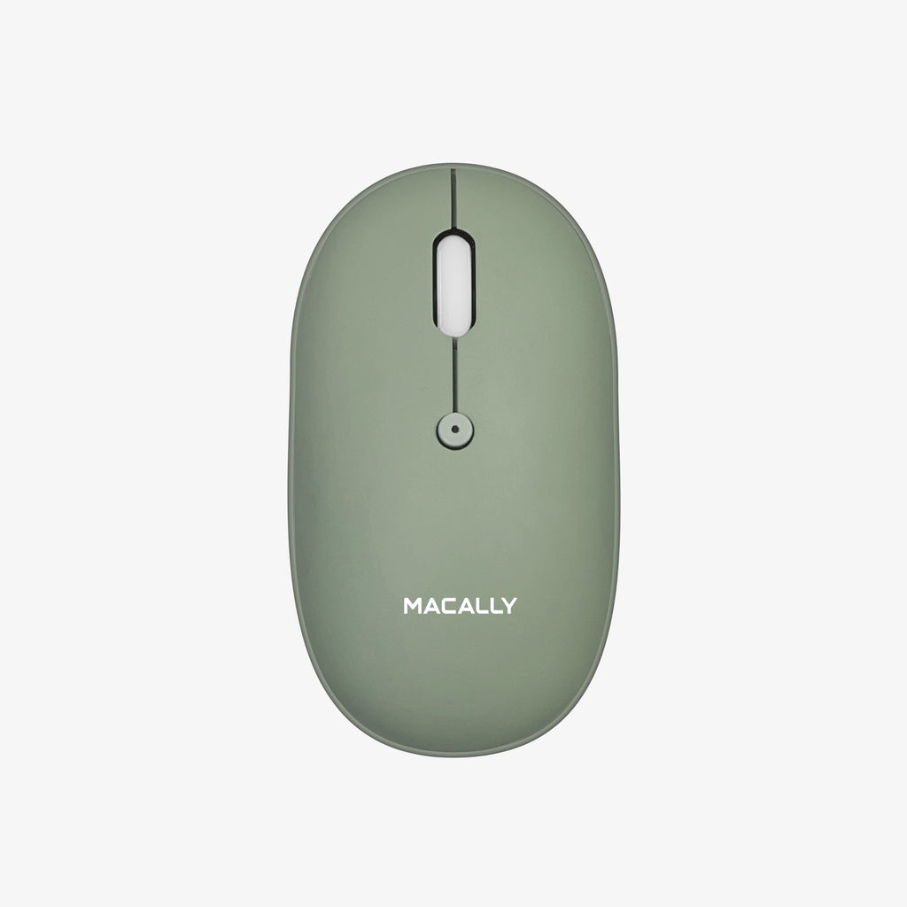 Macally - Rechargeable Silent Bluetooth Optical Mouse - Green (Macally Wireless Bluetooth Mouse - Strong Connection - Quiet, Comfortable, Rechargeable Mouse for MacBook Air/Pro, Mac, iMac, Apple iPad - Wireless Mouse for Laptop, Windows PC Desktop)
