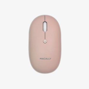 Macally - Rechargeable Silent Bluetooth Optical Mouse - Pink (Macally Wireless Bluetooth Mouse - Strong Connection - Quiet, Comfortable, Rechargeable Mouse for MacBook Air/Pro, Mac, iMac, Apple iPad - Wireless Mouse for Laptop, Windows PC Desktop)