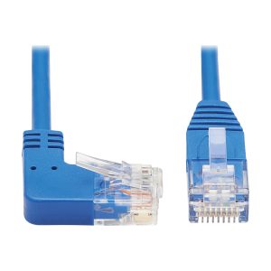 Eaton Right-Angle Cat6 Gigabit Molded Slim UTP Ethernet Cable (RJ45 Right-Angle M to RJ45 M), Blue, 15 ft. (4.57 m)
