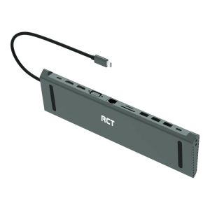 RCT 13-in-1 USB type C dock with MST function;2 HDMI; 1 DP; 3 USB 3.0; 1 RJ45; PD; 3.5mm audio & mic; SD/TF3.0 reader