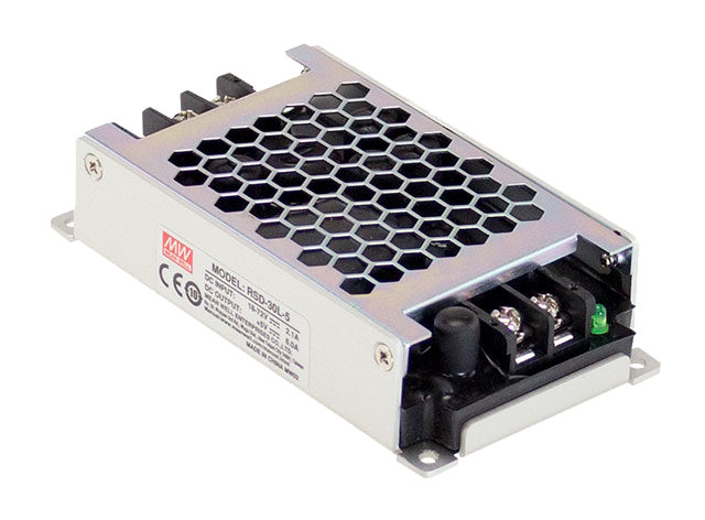 30W Railway DC-DC Converter, INPUT: 40-160VDC (0.35A @ 110V), OUTPUT: 24VDC (1.25Amp)