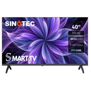 Sinotec 40 Inch FHD Smart LED TV - 1920 × 1080 (Full HD), 5000:1 contrast ratio, 60Hz refresh rate, 9.5ms response time, HDR10 & HLG support, 68% NTSC color gamut, Coolita Smart OS