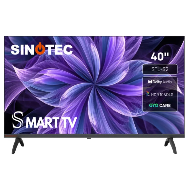 Sinotec 40 Inch FHD Smart LED TV - 1920 × 1080 (Full HD), 5000:1 contrast ratio, 60Hz refresh rate, 9.5ms response time, HDR10 & HLG support, 68% NTSC color gamut, Coolita Smart OS