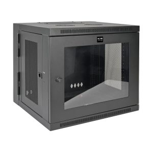 Eaton SmartRack 10U Low-Profile Switch-Depth Wall-Mount Small Rack Enclosure, Clear Acrylic Window, Hinged Back