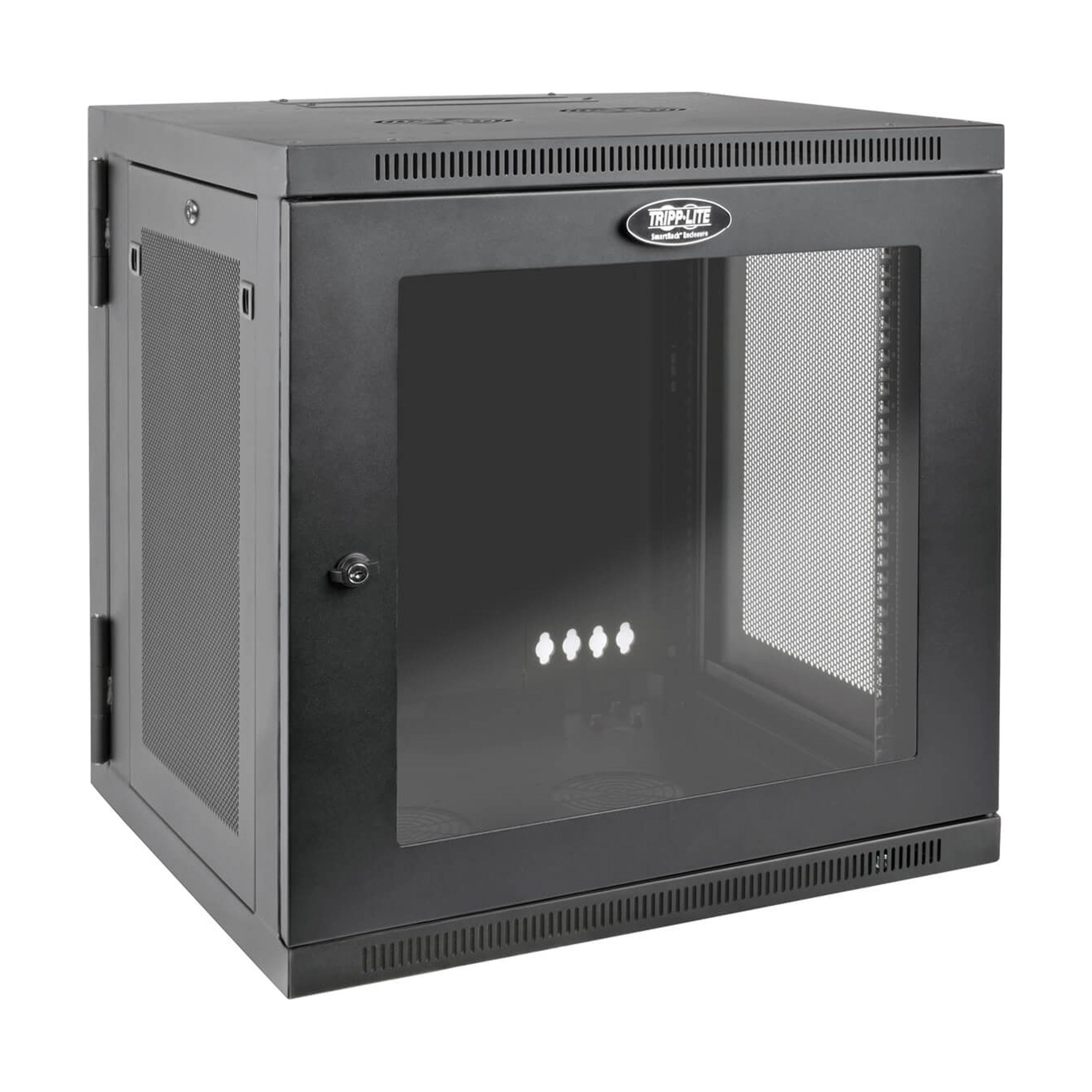 Eaton SmartRack 12U UPS-Depth Wall-Mount Small Rack Enclosure, Clear Acrylic Window, Hinged Back