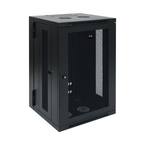 Eaton SmartRack 18U Low-Profile Switch-Depth Wall-Mount Rack Enclosure Cabinet, Hinged Back