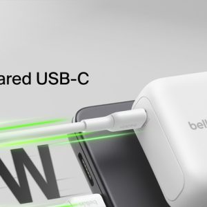 Belkin - 100 Watt GAN Wall Charger with 1.5 Meter Cable - White (Fixed EU 2 Pin Plug)