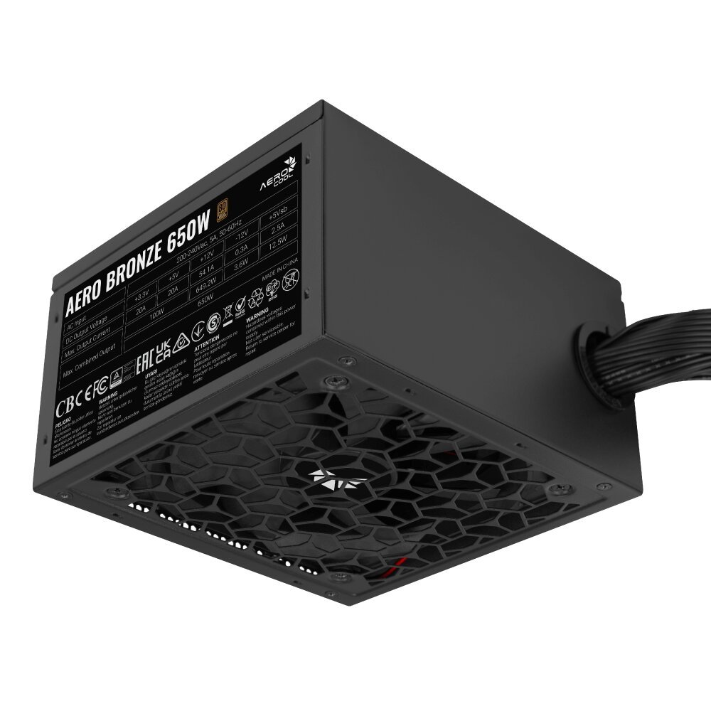 Aerocool AERO Bronze 650W PSU - ATX 24 PIN; 1x 4+4PIN CPU; 5x SATA; 4x PATA; 2x PCIe 6+2PIN