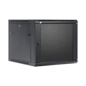 RCT 12U CP server/networking cabinet 4x uprights 4x feets incl glands + Screws; 600 X 600 PERFORATED DOOR; BLACK.