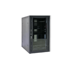 RCT 25U CP server/networking cabinet 4x uprights 4x feets incl glands + Screws; 600 X 600 PERFORATED DOOR; BLACK.