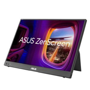 ASUS ZenScreen MB16FC — 16-inch 16:10 WUXGA (1920 x 1200) IPS panel — Power Pass Through — Auto Rotation – Yes — 2 x USB Type-C, 1 x mini-HDMI — Tripod socket — Weight - 0.78Kg(Net); 1.7Kg (Gross) — Accessories – USB Type-C cable, Quick sta