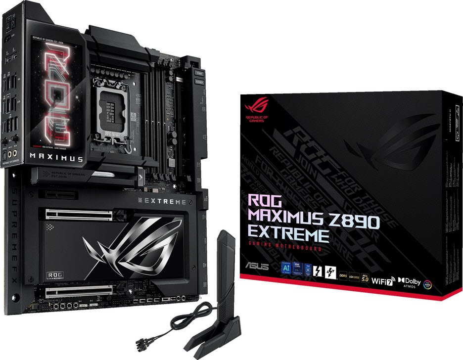 ASUS Motherboard/LGA1851/DDR5/4xDIMM/Max.256GB/1xHDMI/2xType-C/2xPCIe5x16/1xPCIe4x4/6xM.2/4xSATA/RAID/WiFi 7/LCD Display/E-ATX