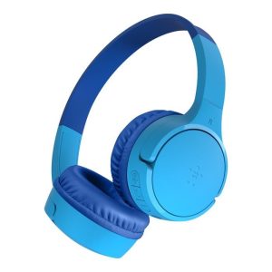 Belkin - SoundForm Mini Kids Wireless Headphones with Built-In Microphone, 30 Hours of Playback Time, & Fun Stickers - Over-Ear Headsets for Online Learning, School, Travel, iPhone, iPad, Galaxy - Blue