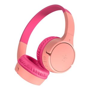 Belkin - SoundForm Mini Kids Wireless Headphones with Built-In Microphone, 30 Hours of Playback Time, & Fun Stickers - Over-Ear Headsets for Online Learning, School, Travel, iPhone, iPad, Galaxy - Pink