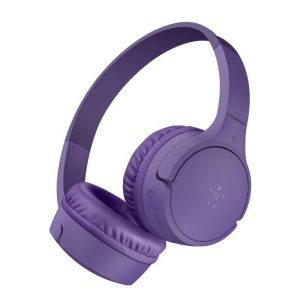Belkin - SoundForm Mini Kids Wireless Headphones with Built-In Microphone, 30 Hours of Playback Time, & Fun Stickers - Over-Ear Headsets for Online Learning, School, Travel, iPhone, iPad, Galaxy - Purple