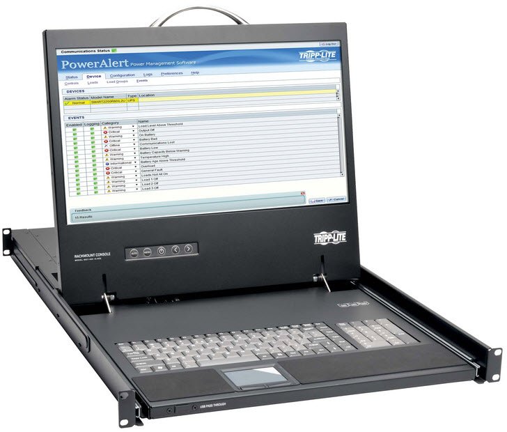 Eaton 1U Rack-Mount Console with 19 in. LCD, 1920 x 1080 (1080p), DVI or VGA Video, TAA