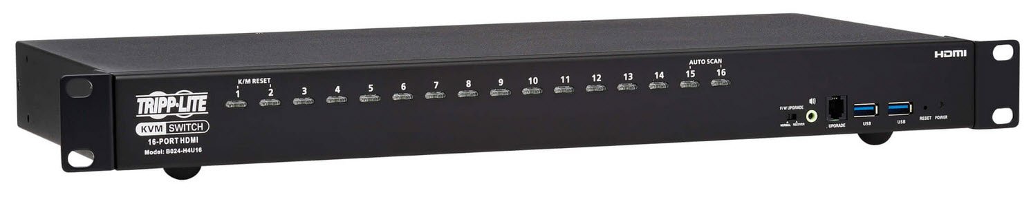Eaton 16-Port 4K HDMI/USB KVM Switch - 4K 60 Hz Video/Audio, USB Peripheral Sharing, 1U Rack-Mount