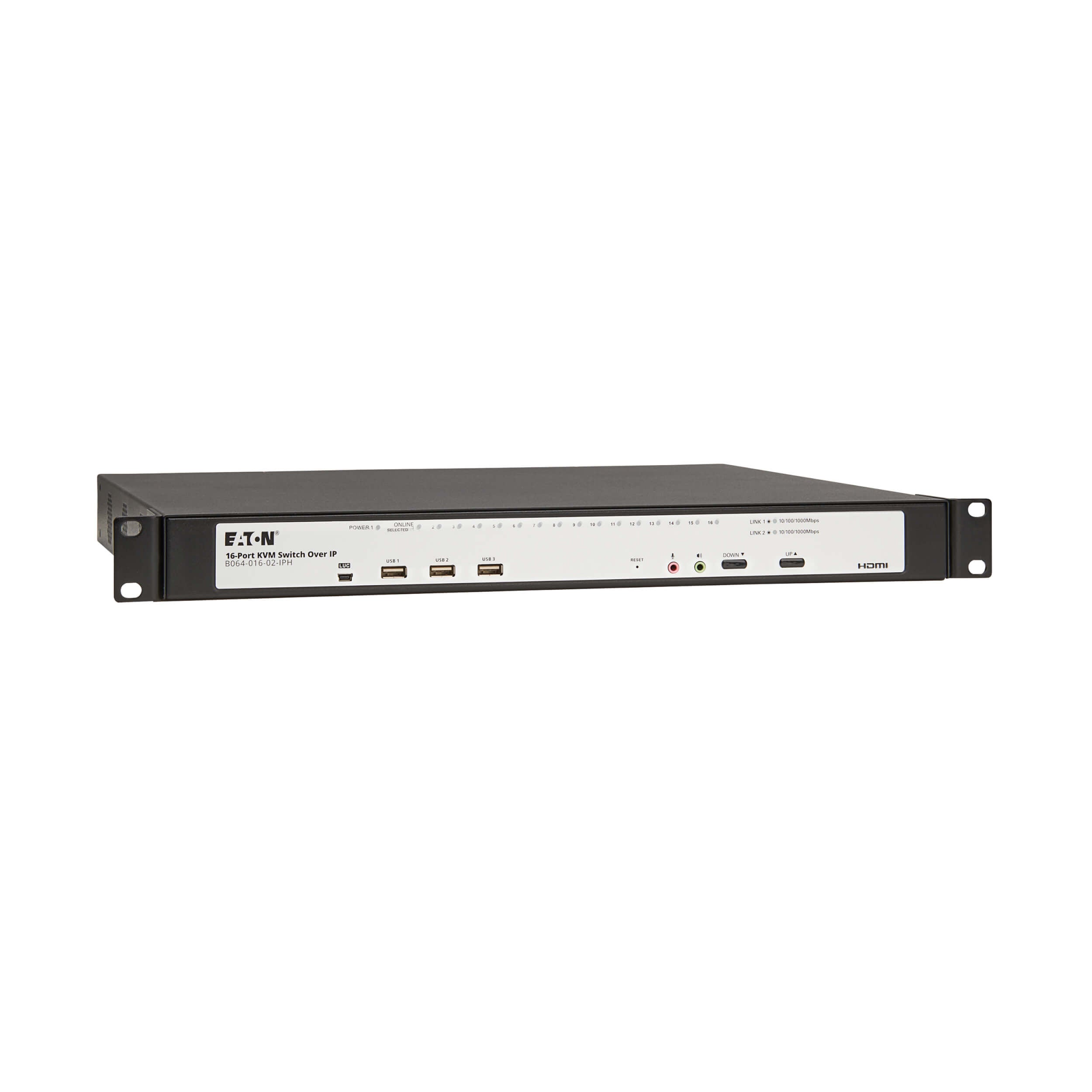 Eaton 16-Port Cat5e KVM over IP Switch - Virtual Media, 2 Remote/1 Local User, HDMI Output, 1U Rack-Mount, TAA