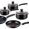 Tefal Essential 8 Piece Non Stick Set Black