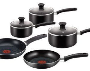 Tefal Essential 8 Piece Non Stick Set Black