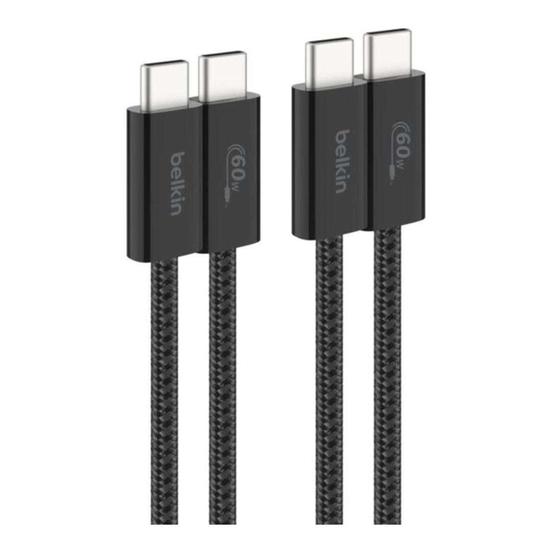 Belkin - USB-C to USB-C 60 Watt Braided Cable 1.5 Meter - Black - 2 Pack