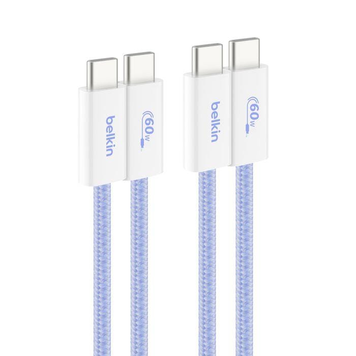 Belkin - USB-C to USB-C 60 Watt Braided Cable 1.5 Meter - Blue - 2 Pack