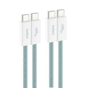 Belkin - USB-C to USB-C 60 Watt Braided Cable 1.5 Meter - Green - 2 Pack