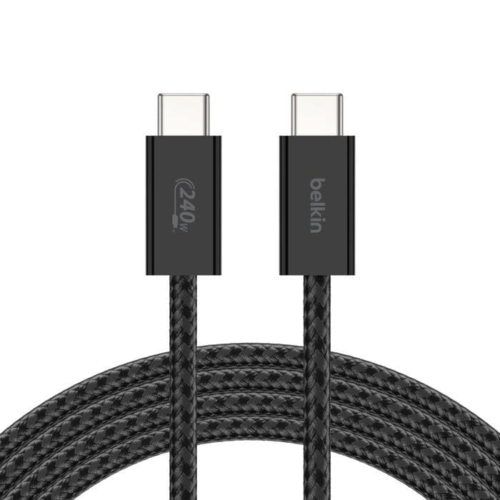 Belkin - BoostCharge - USB-C to USB-C Braided Cable - 1.5 Meters - 240 Watt Cable - 2 Pack - Black