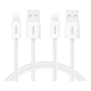Belkin - BoostCharge USB-A Cable Braided Cable 1.5 Meter - with Lightning Connector 2-Pack - White (Ecom - Brown Packaging)