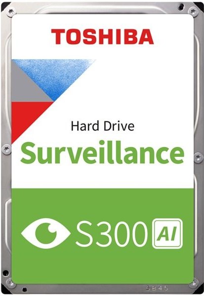 Toshiba S300 AI Surveillance Hard Drive - 24TB Capacity, 3.5 Inch Form Factor, SATA 6Gbit/s Interface, 7200rpm Rotational Speed, 512/1024MB Buffer Size, Support Up to 64 Video Came